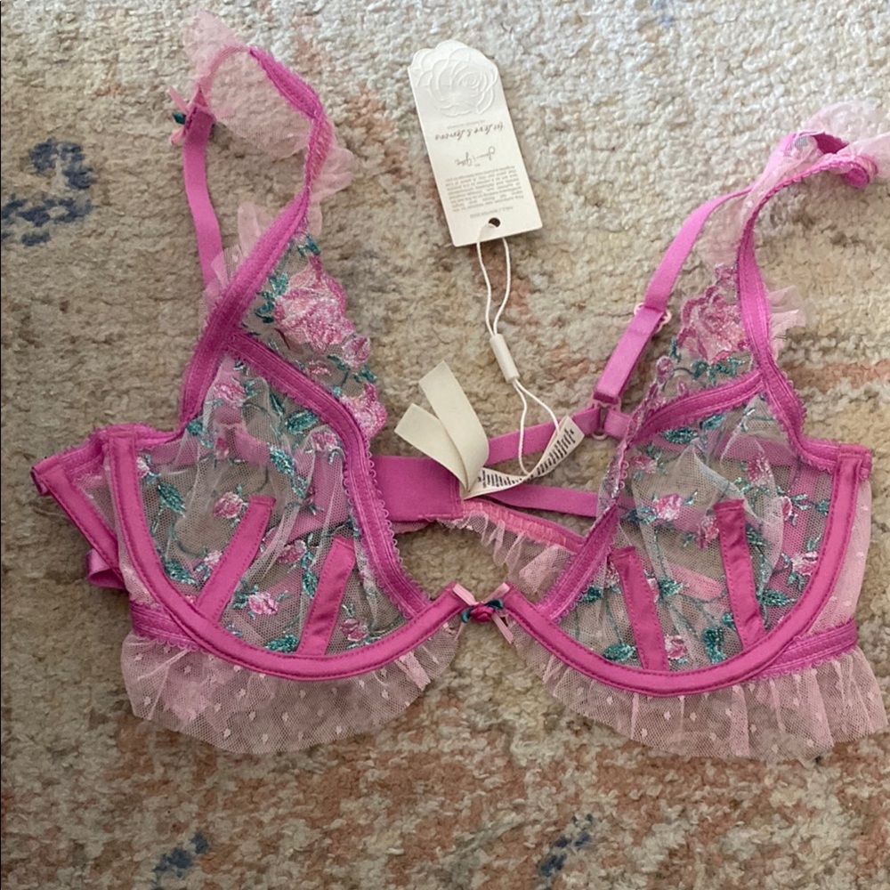 For Love And Lemons Pink Lace Bra with Underwire